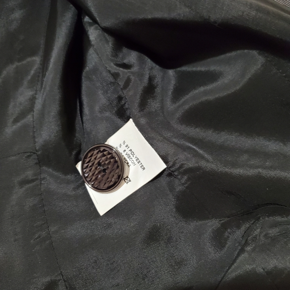 Carla Satin Effect Gray Striped Suit With Jacket and Skirt Size S - Picture 6 of 9